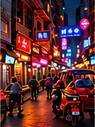 Night streets. Inspiration for Bangkok Emerald Green.