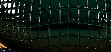 Bangkok Emerald Green. Material: Glossy crocodile-effect texture.